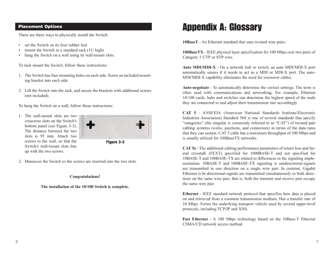 Linksys SR216, SR224 manual Appendix a Glossary, Placement Options 