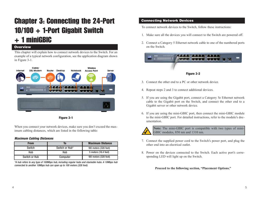 Linksys SR2246 manual + 1 miniGBIC, Connecting the 24-Port 10/100 + 1-Port Gigabit Switch, Overview our Network Layout 