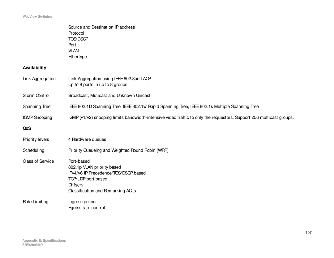 Linksys SRW2008P, SRW2008MP manual 107 