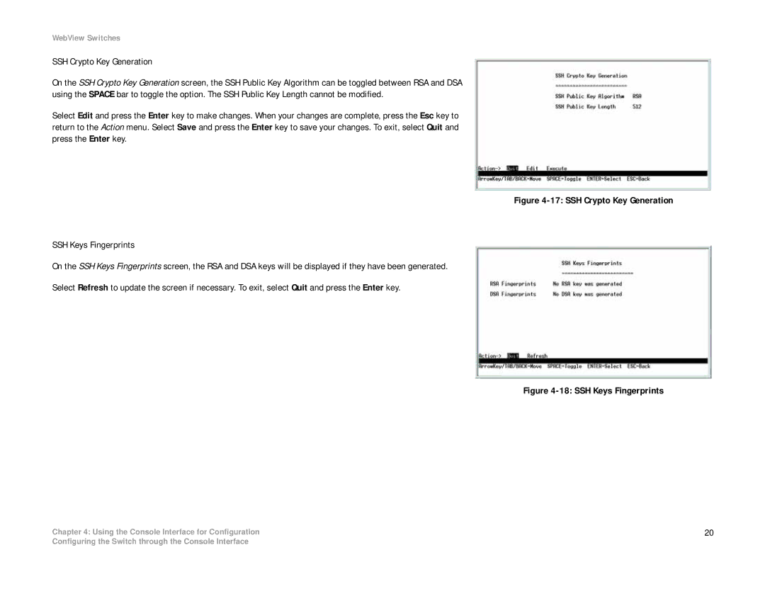 Linksys SRW2008P, SRW2008MP manual SSH Crypto Key Generation 