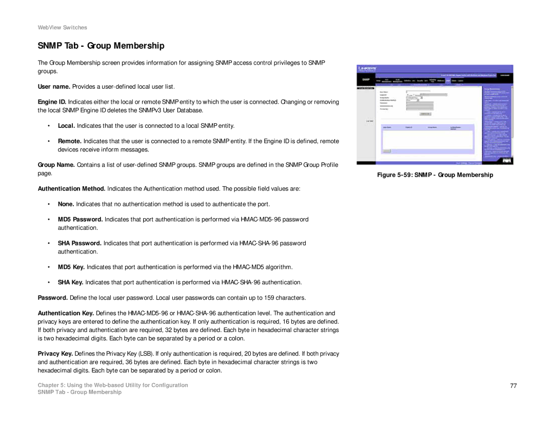 Linksys SRW2008P, SRW2008MP manual Snmp Tab Group Membership, Snmp Group Membership 