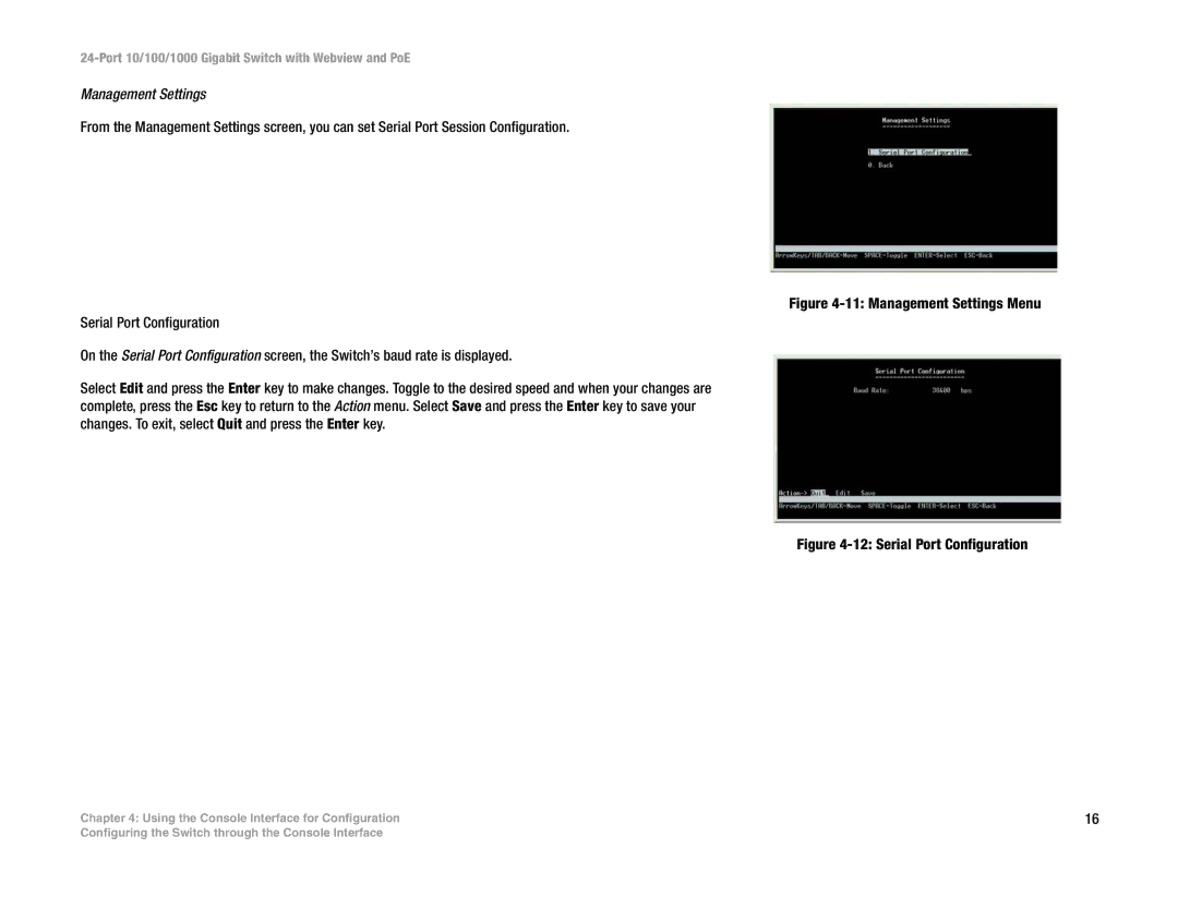 Linksys SRW2024P manual Management Settings 