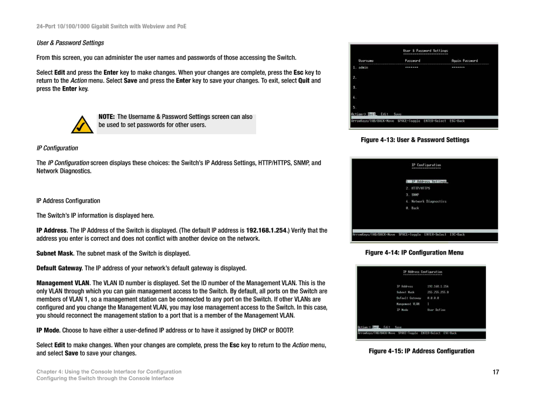 Linksys SRW2024P manual User & Password Settings 