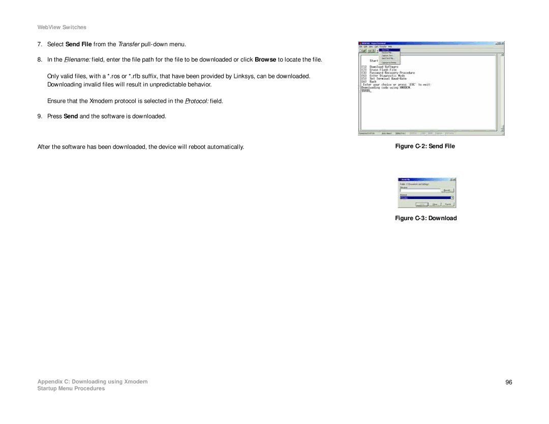 Linksys SRW208 manual Figure C-2 Send File 