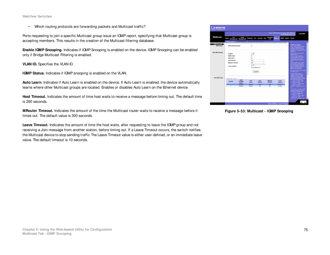 Linksys SRW208 manual Multicast Igmp Snooping 