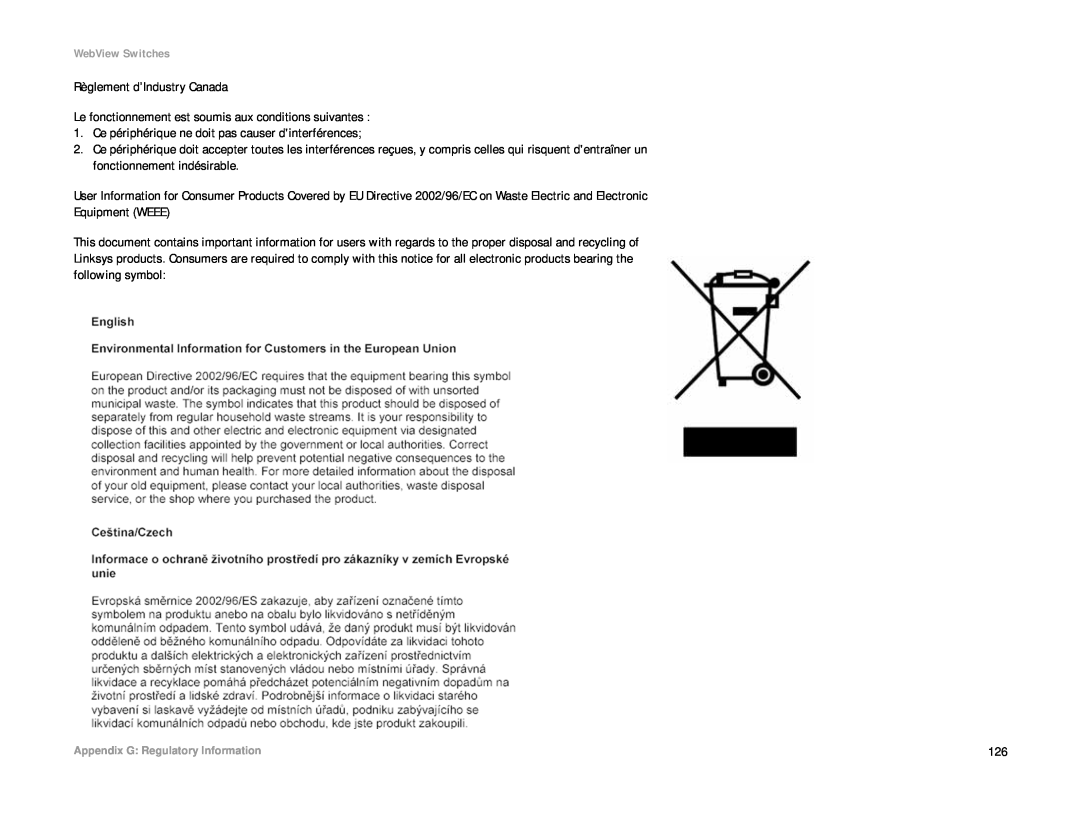 Linksys SRW208 manual Règlement d’Industry Canada 