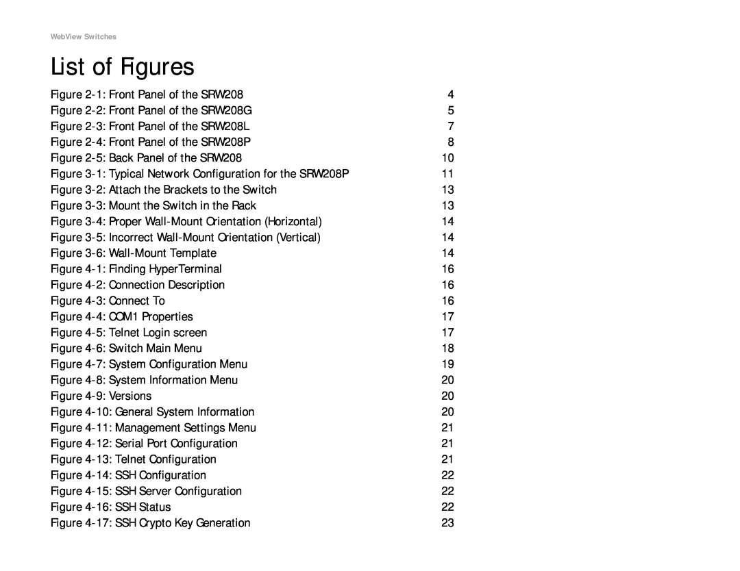 Linksys SRW208 manual List of Figures 