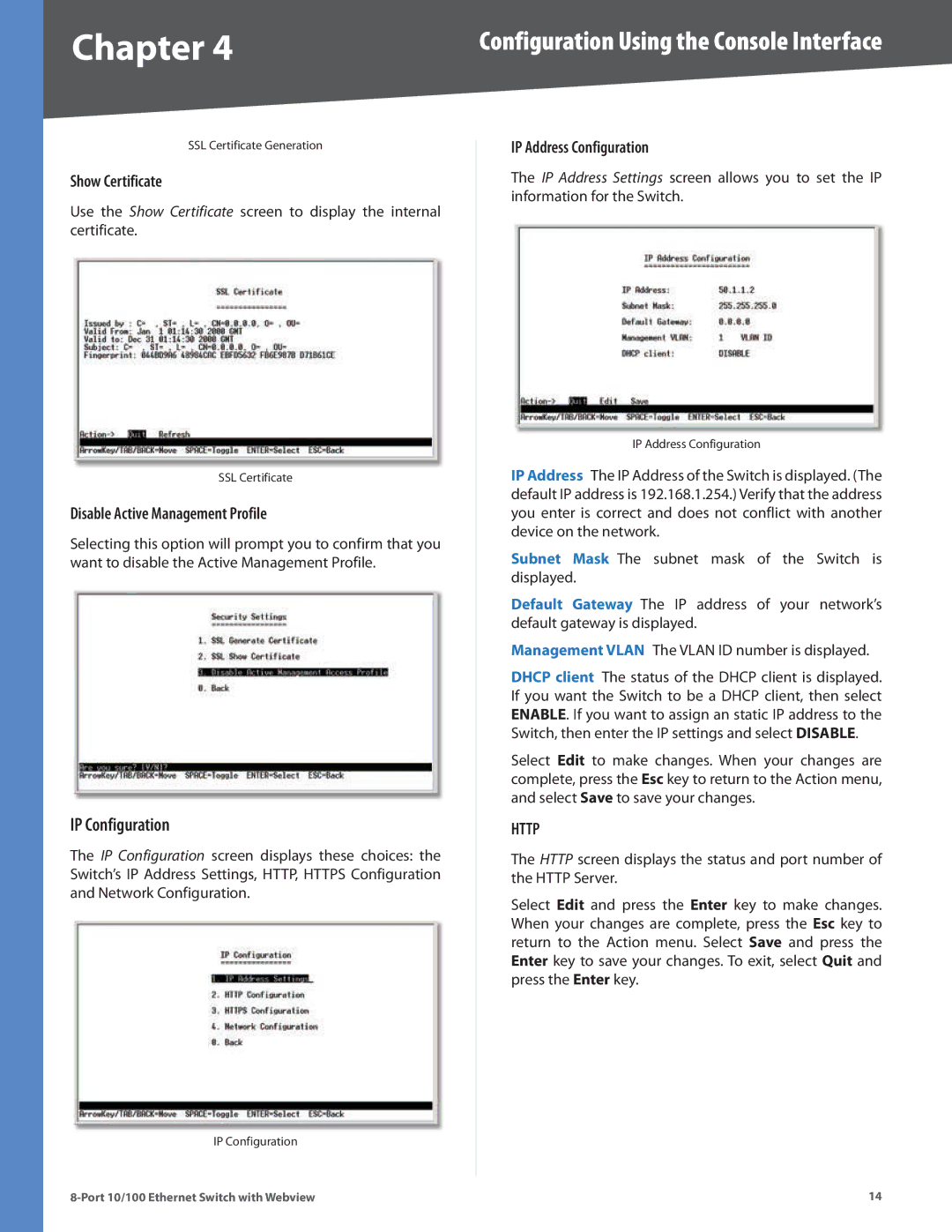 Linksys SRW208MP, SRW208L, SRW208G, SRW208P manual IP Configuration 