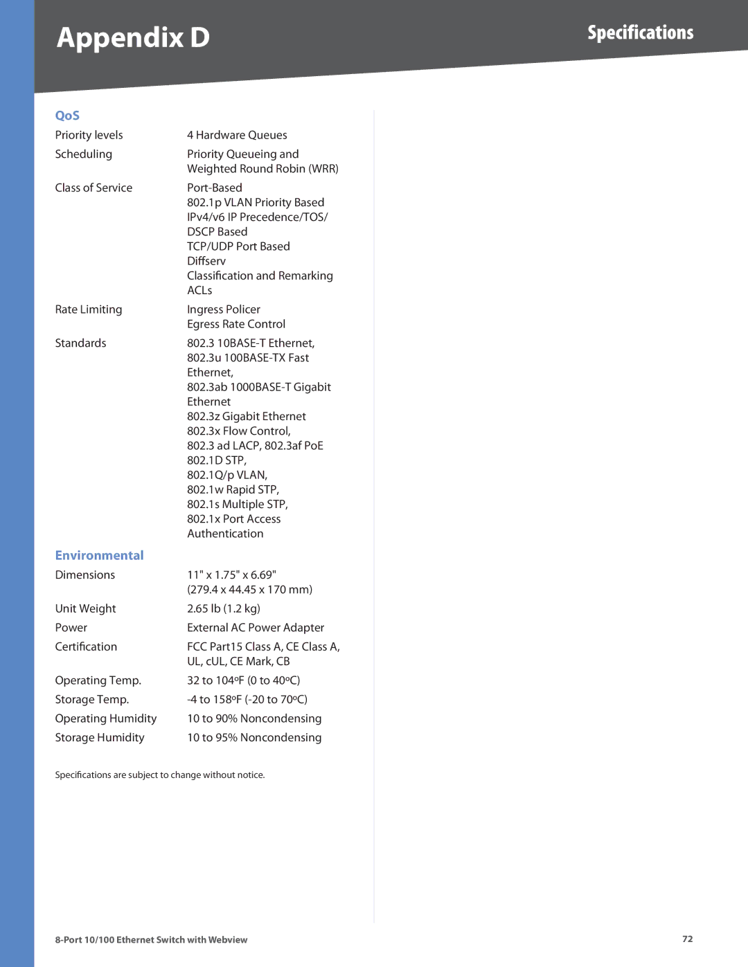 Linksys SRW208G, SRW208MP, SRW208L, SRW208P manual Ethernet 