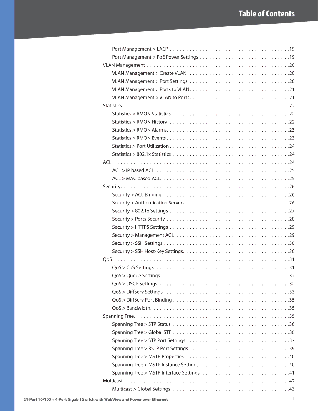 Linksys SRW224G4P manual Acl 