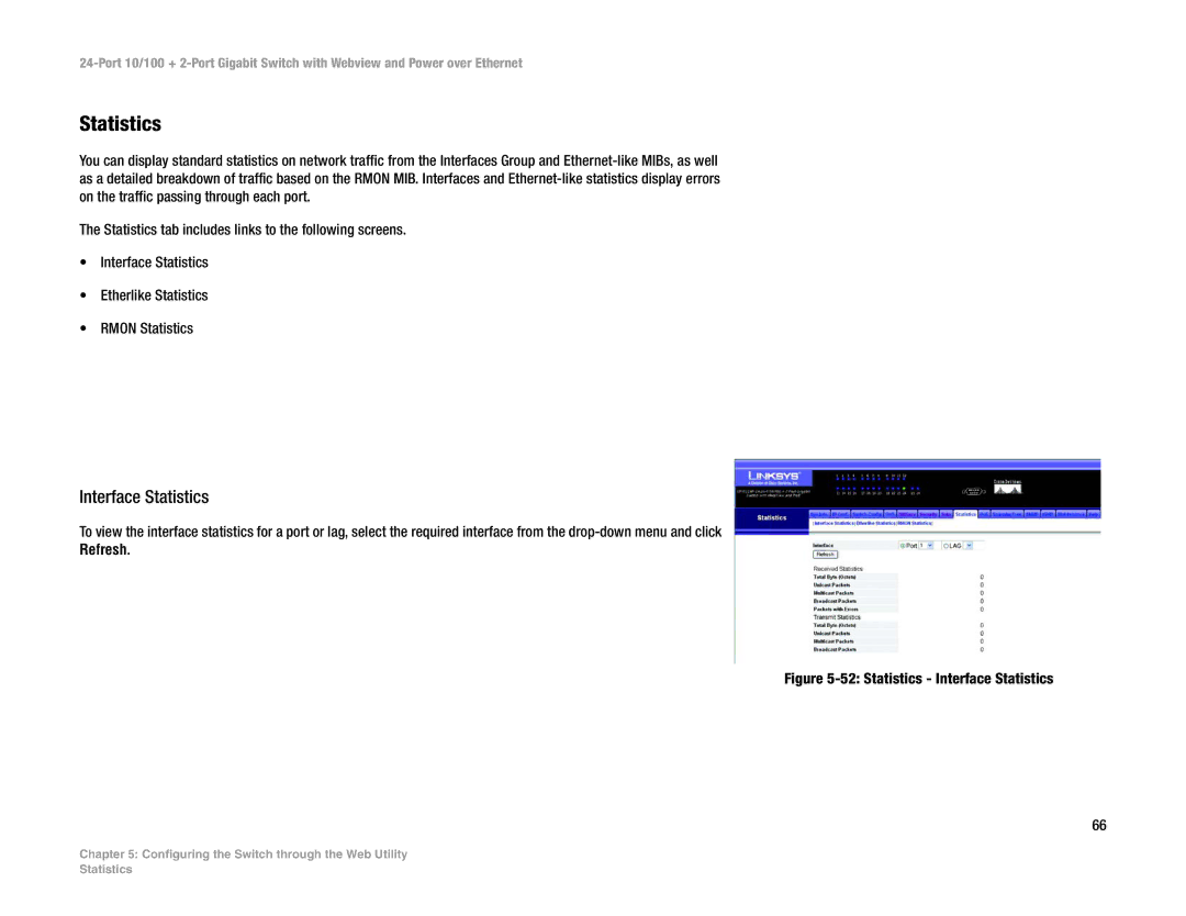 Linksys SRW224P manual Interface Statistics 