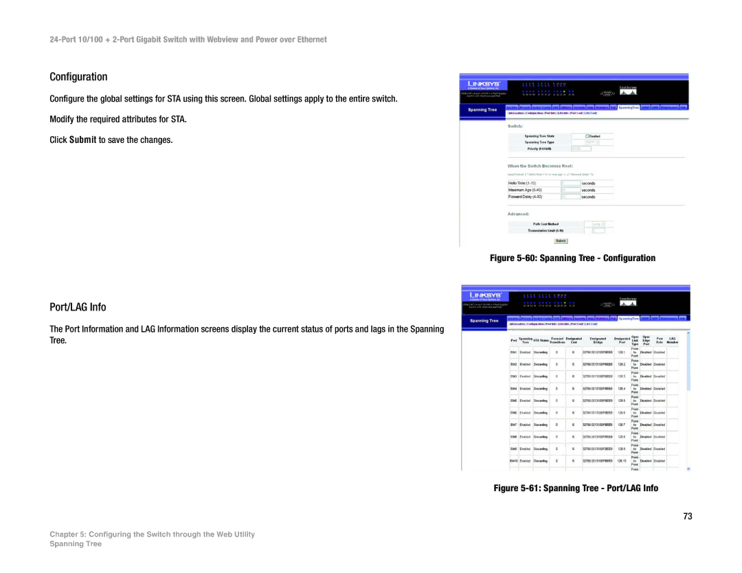 Linksys SRW224P manual Configuration, Port/LAG Info 