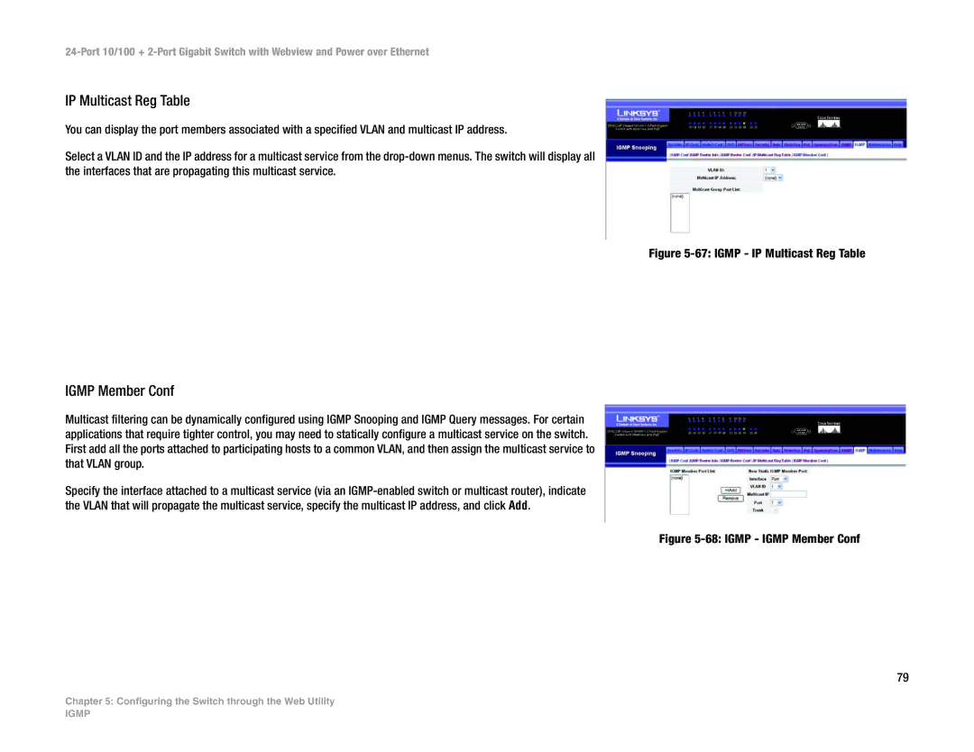 Linksys SRW224P manual IP Multicast Reg Table, Igmp Member Conf 