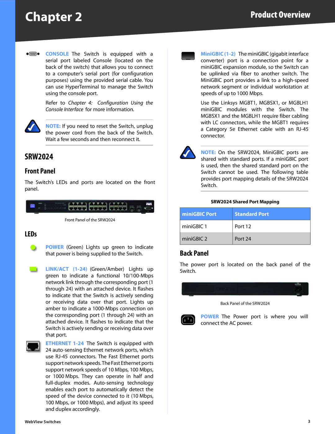 Linksys SRW248G4, SRW2048, SRW224G4, SRW2016 manual SRW2024, Product Overview 