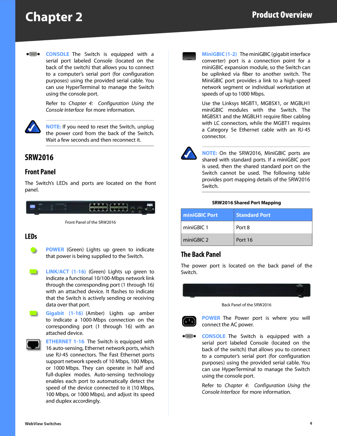 Linksys SRW2048, SRW248G4, SRW2024, SRW224G4 manual SRW2016 