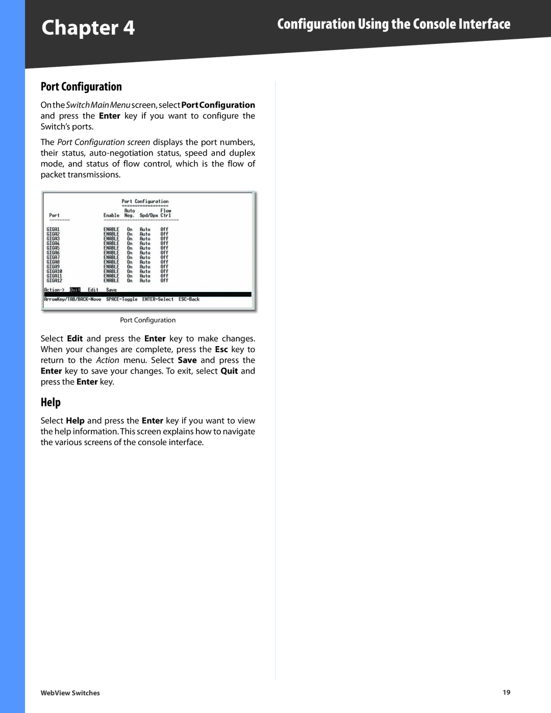 Linksys SRW2048, SRW248G4, SRW2024, SRW224G4, SRW2016 manual Port Configuration, Help 