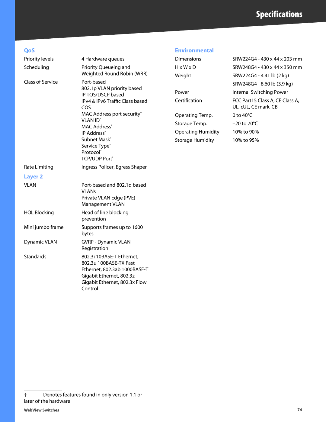 Linksys SRW2048, SRW248G4, SRW2024, SRW224G4, SRW2016 manual MAC Address port security† 