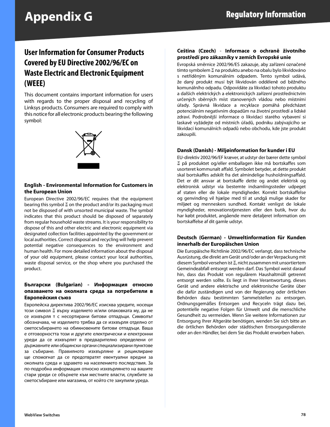 Linksys SRW248G4, SRW2048, SRW2024, SRW224G4, SRW2016 manual Regulatory Information 