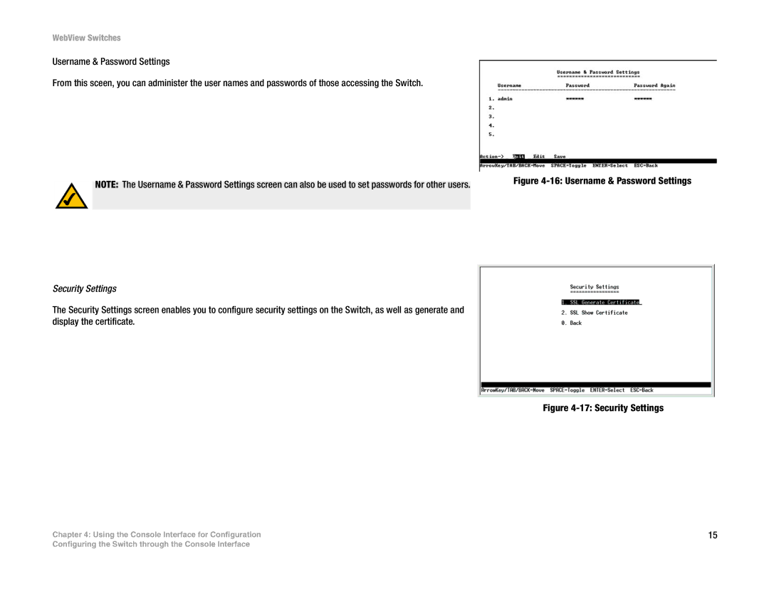 Linksys SRW2048, SRW248G4, SRW224G4, SRW2016 manual Security Settings 