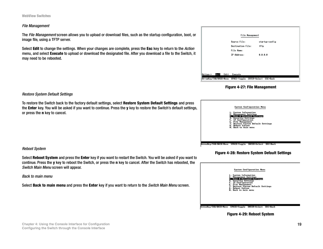 Linksys SRW2048, SRW248G4, SRW224G4, SRW2016 manual File Management 