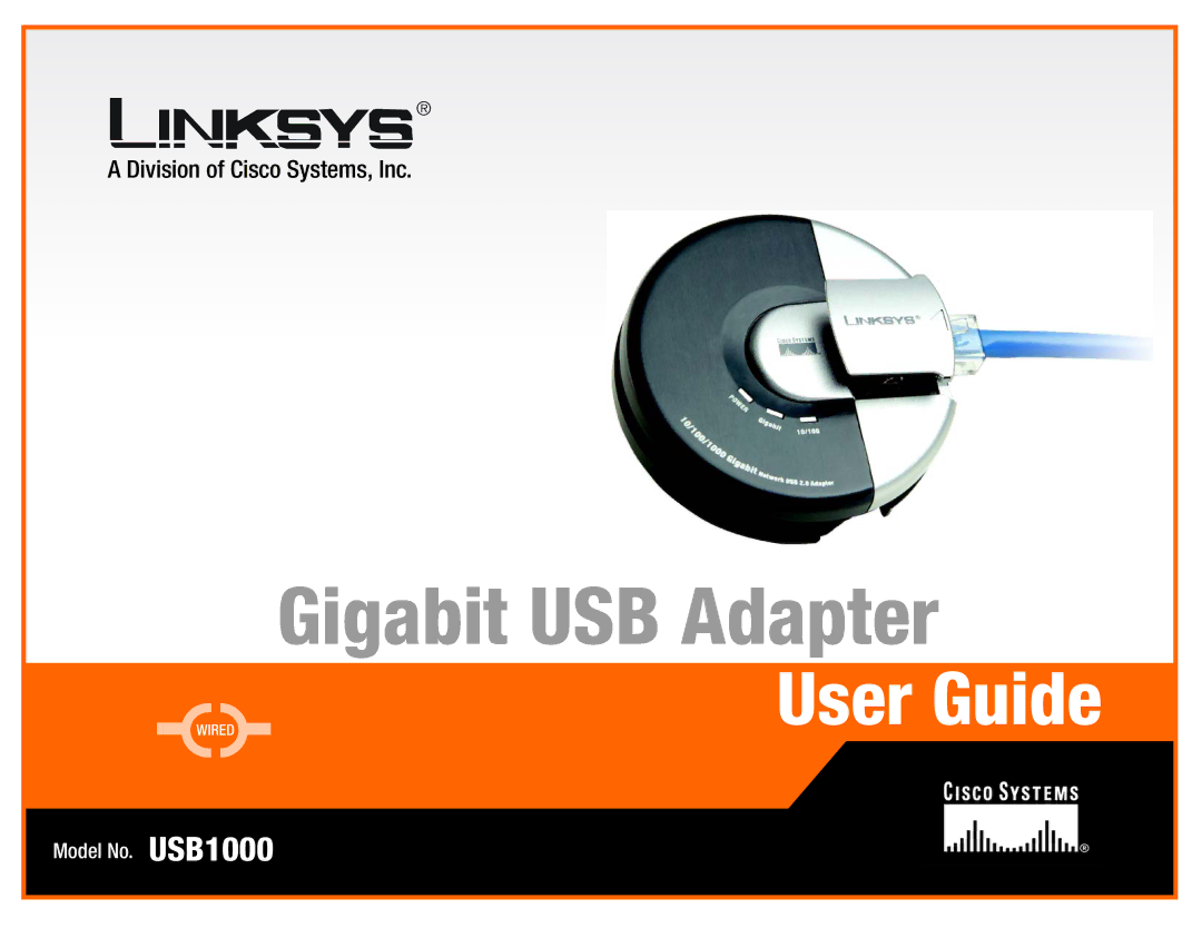 Linksys USB1000 manual Gigabit USB Adapter 