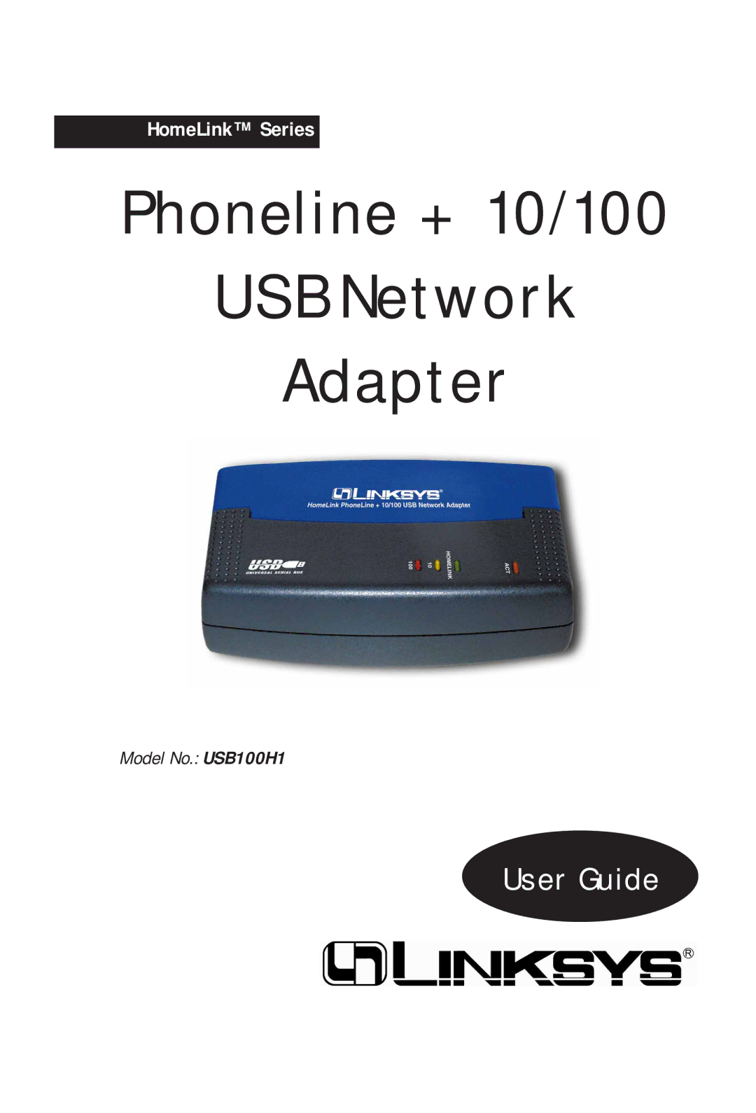 Linksys USB100H1 manual Phoneline + 10/100 B Network Adapter 