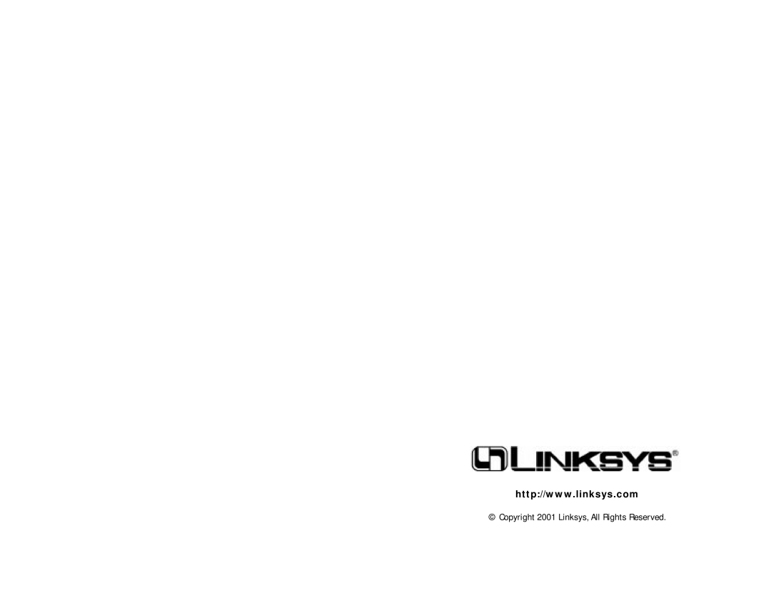 Linksys USB100TX manual Copyright 2001 Linksys, All Rights Reserved 