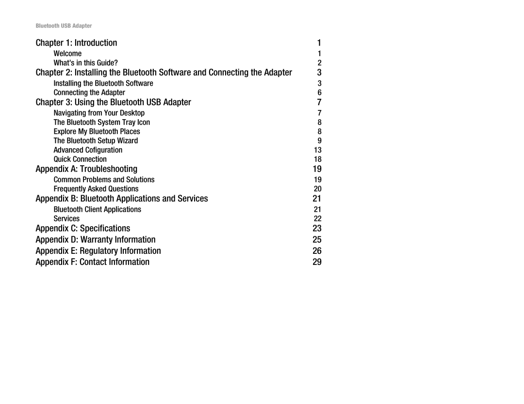 Linksys USBBT100 manual Introduction, Using the Bluetooth USB Adapter, Appendix a Troubleshooting 