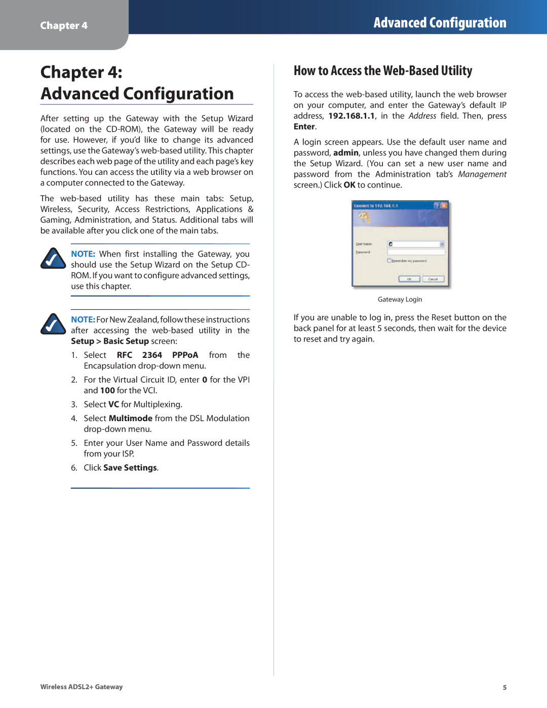 Linksys WAG54G2, WAG160N, WAG110 manual Chapter Advanced Configuration, How to Access the Web-Based Utility 