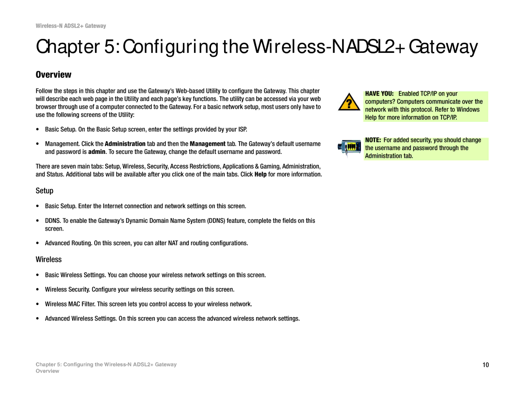 Linksys wag300n (eu, la) manual Configuring the Wireless-N ADSL2+ Gateway, Setup 