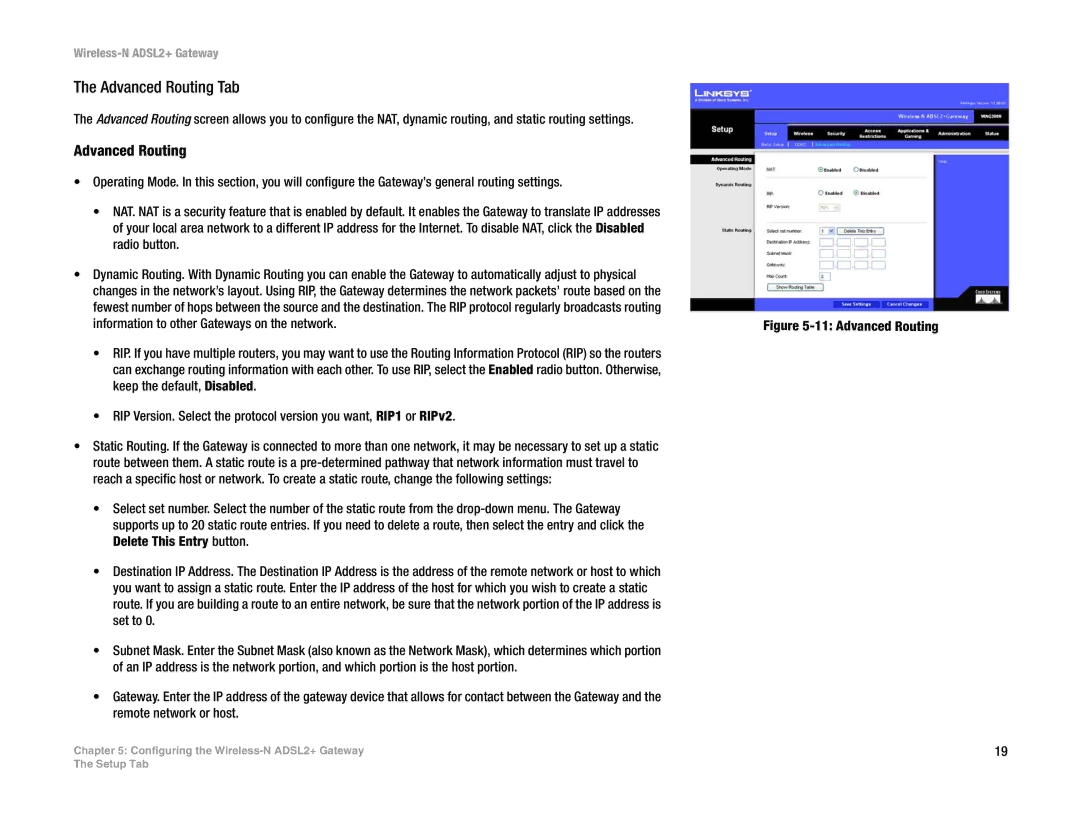 Linksys la), wag300n (eu manual Advanced Routing Tab 