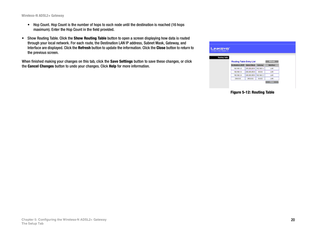 Linksys wag300n (eu, la) manual Routing Table 