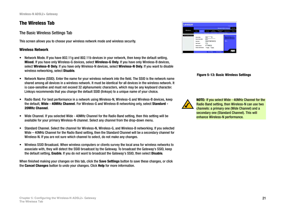 Linksys la), wag300n (eu manual Wireless Tab, Basic Wireless Settings Tab, Wireless Network 