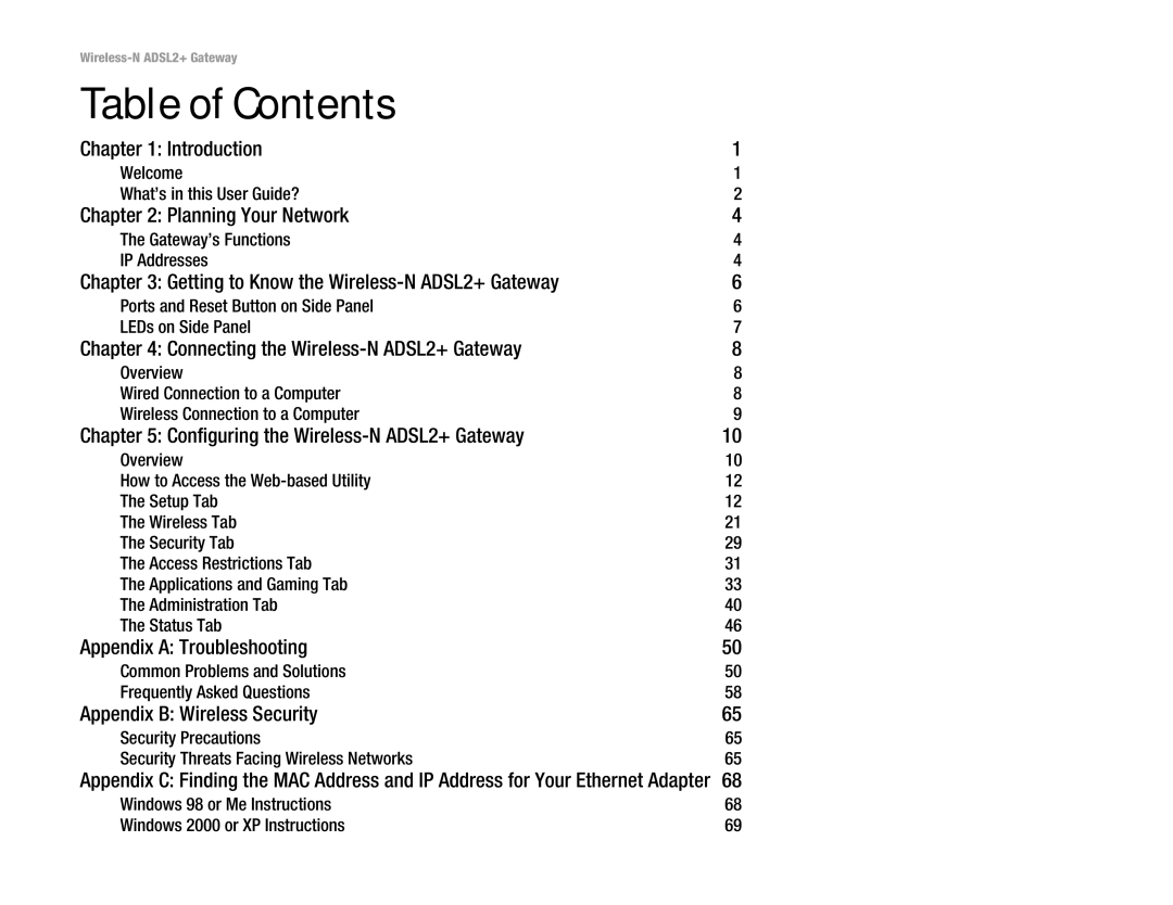 Linksys la), wag300n (eu manual Table of Contents 