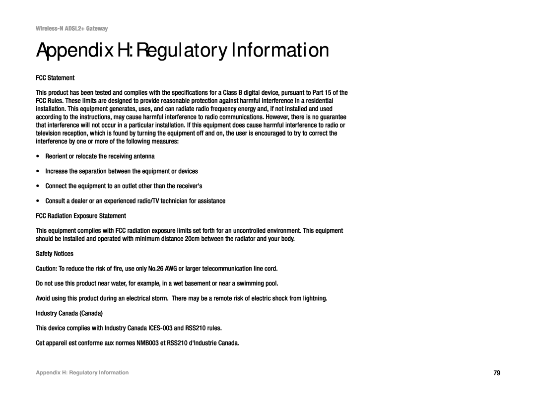 Linksys la), wag300n (eu manual Appendix H Regulatory Information 