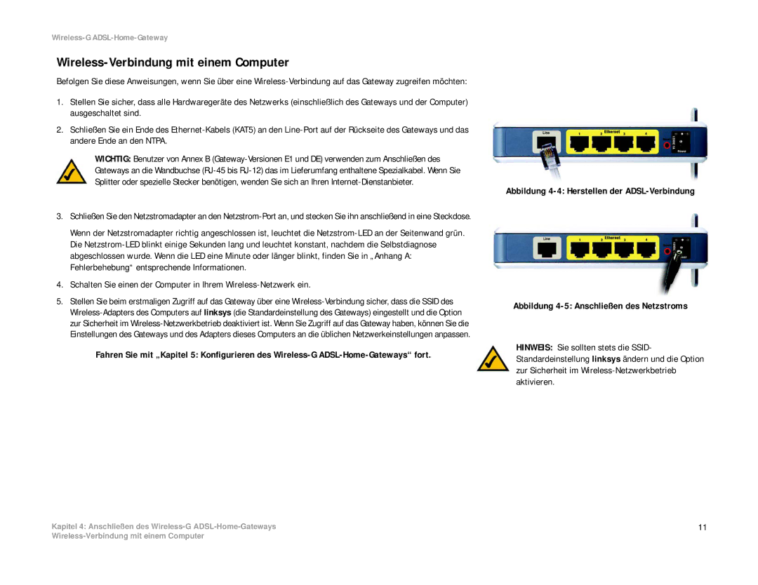 Linksys WAG354G(EU) manual Wireless-Verbindung mit einem Computer 