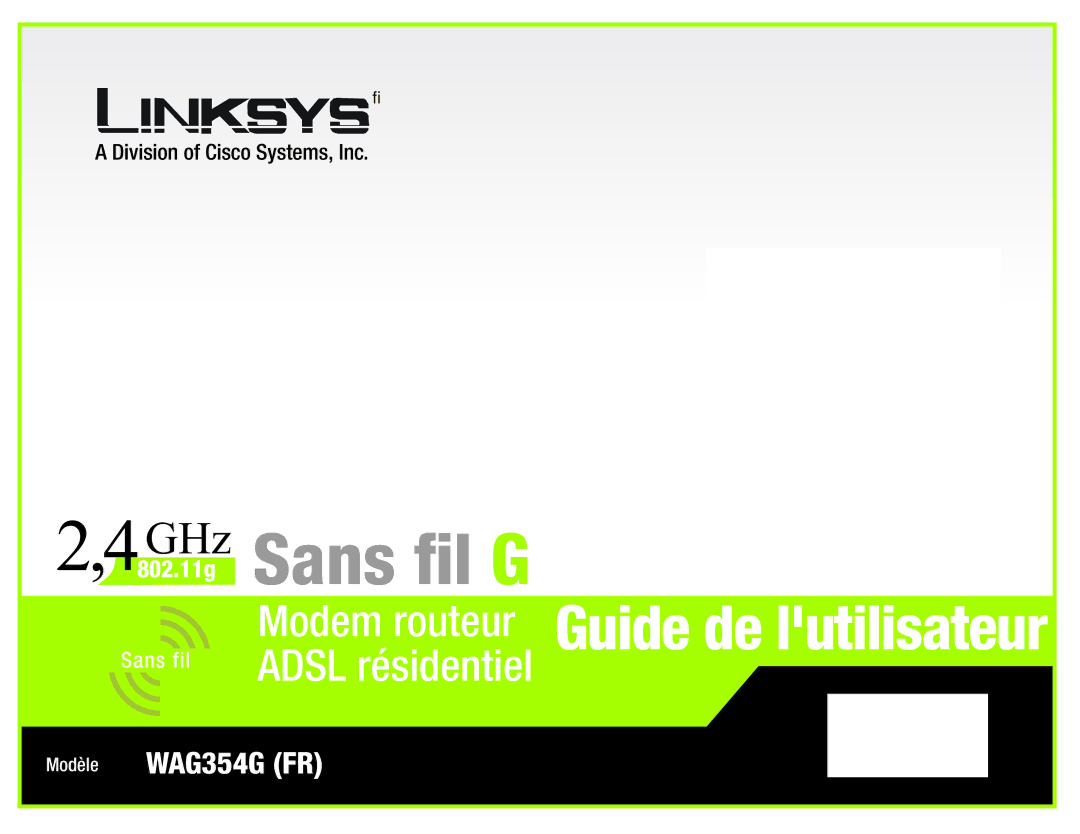 Linksys WAG354G(EU) manual Sans fil G 