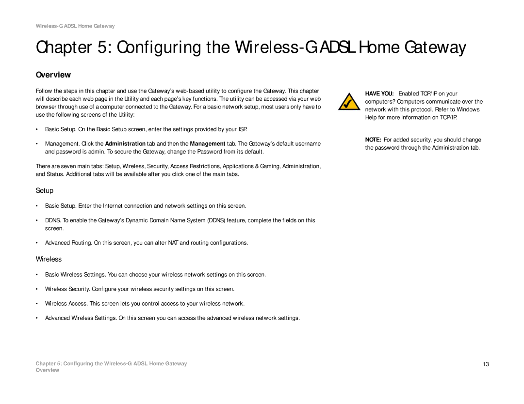 Linksys WAG354G(EU) manual Setup, Wireless 