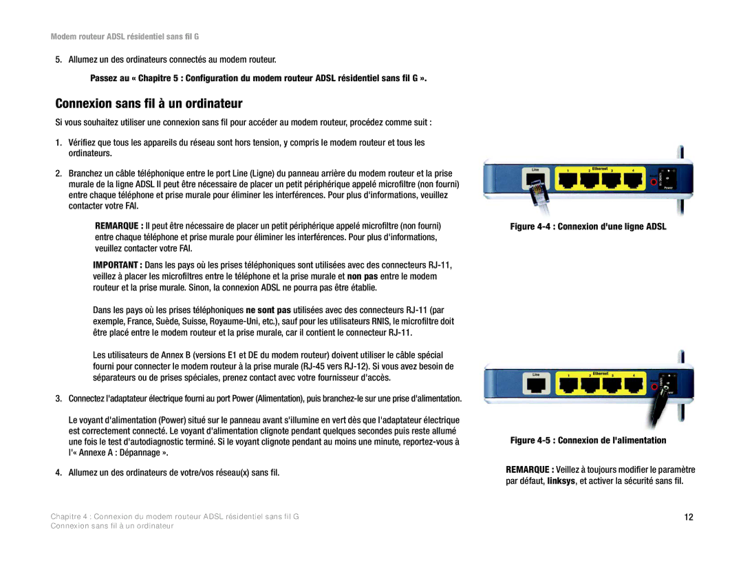 Linksys WAG354G(EU) manual Connexion sans fil à un ordinateur 