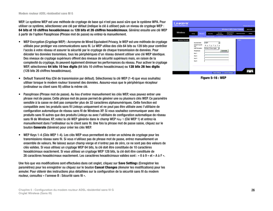Linksys WAG354G(EU) manual 16 WEP 