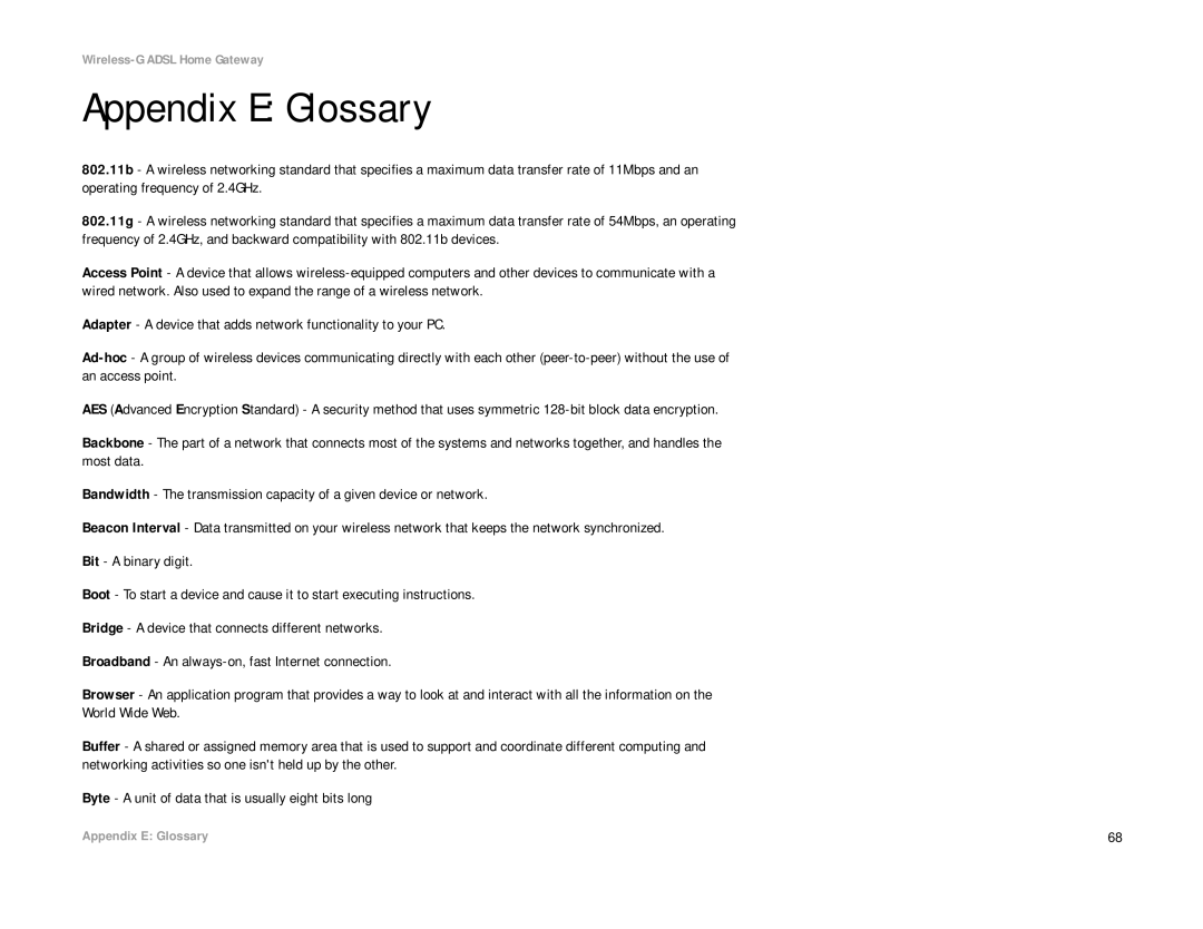 Linksys WAG354G(EU) manual Appendix E Glossary 