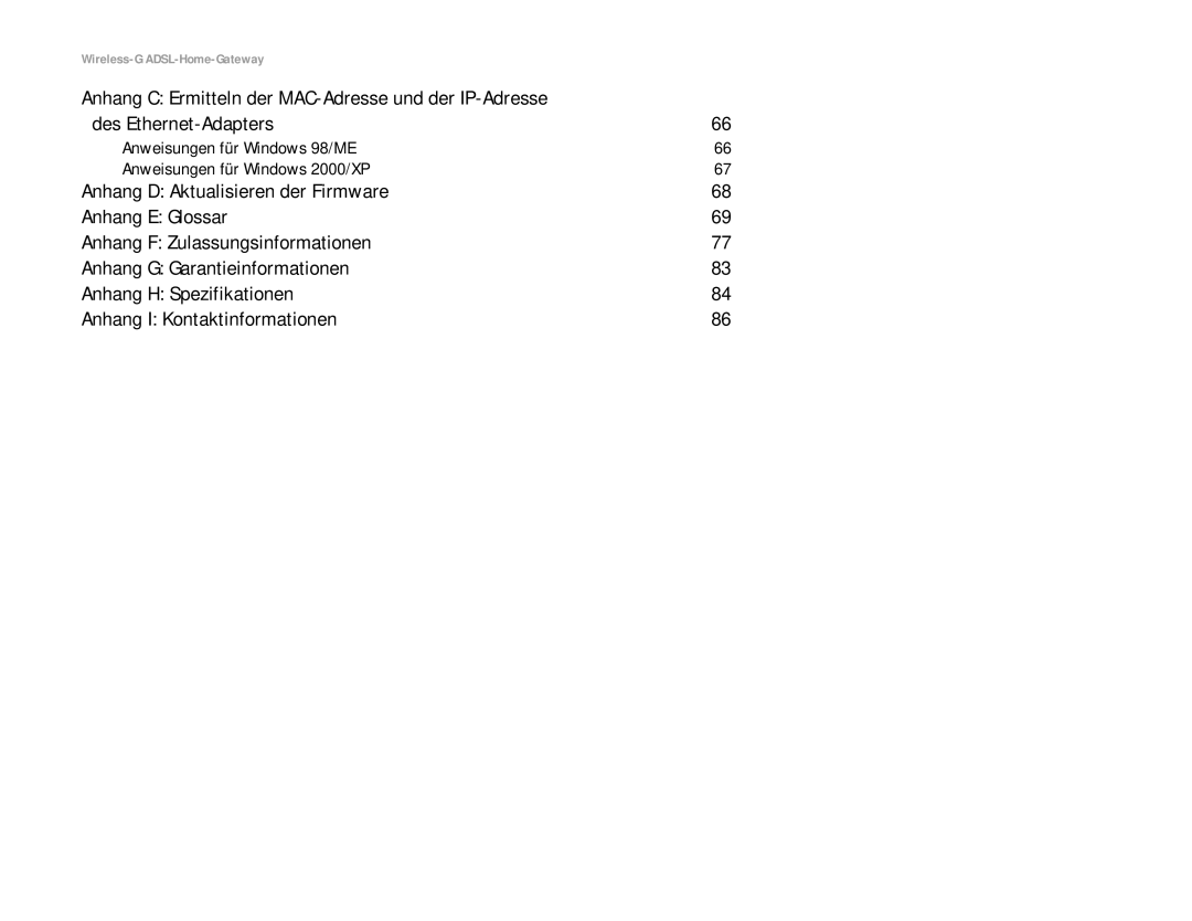 Linksys WAG354G(EU) manual Des Ethernet-Adapters 