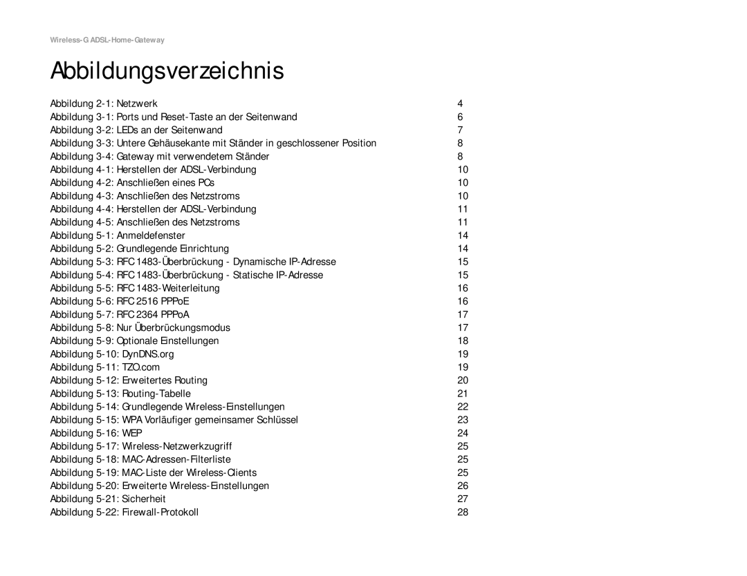 Linksys WAG354G(EU) manual Abbildungsverzeichnis 