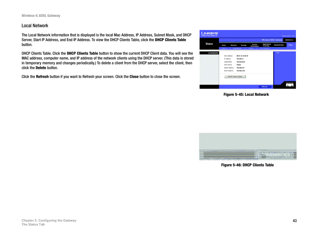 Linksys WAG54G manual Local Network 