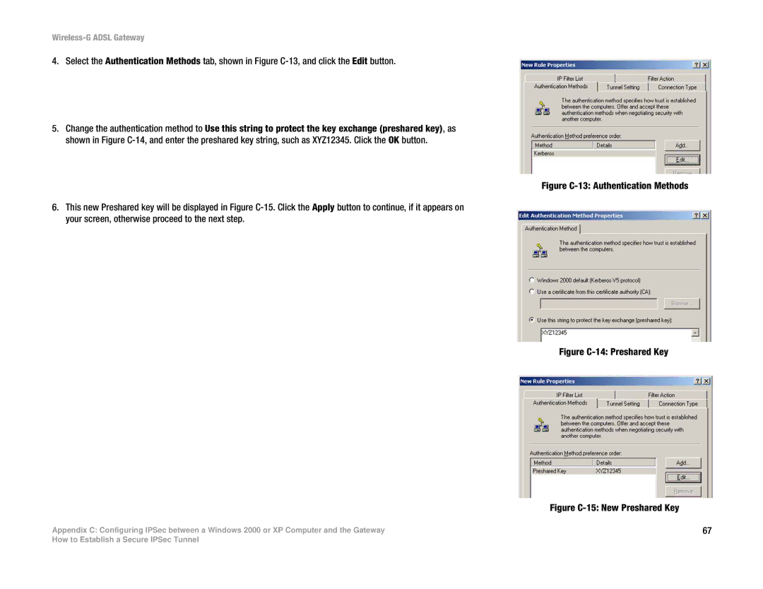 Linksys WAG54G manual Figure C-13 Authentication Methods 