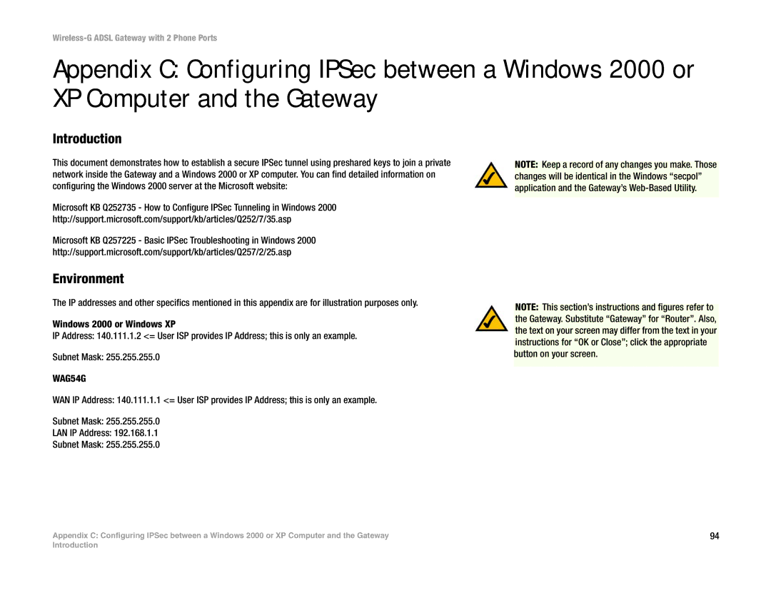 Linksys WAG54GP2 manual Environment 
