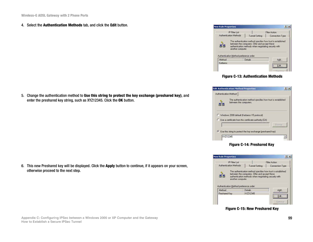 Linksys WAG54GP2 manual Figure C-13 Authentication Methods 