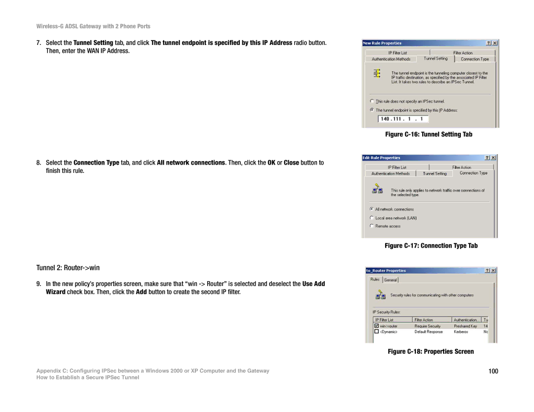 Linksys WAG54GP2 manual Tunnel 2 Router-win, Figure C-16 Tunnel Setting Tab 