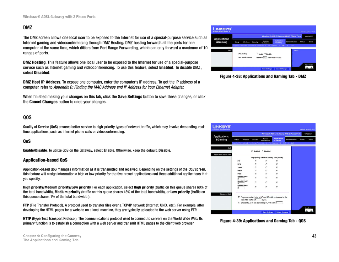 Linksys WAG54GP2 manual Application-based QoS 