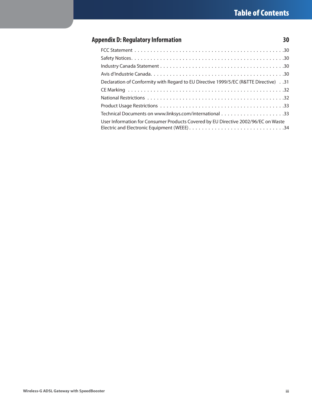 Linksys WAG54GS manual Appendix D Regulatory Information 